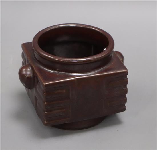 A Chinese faux bronze porcelain cong vase